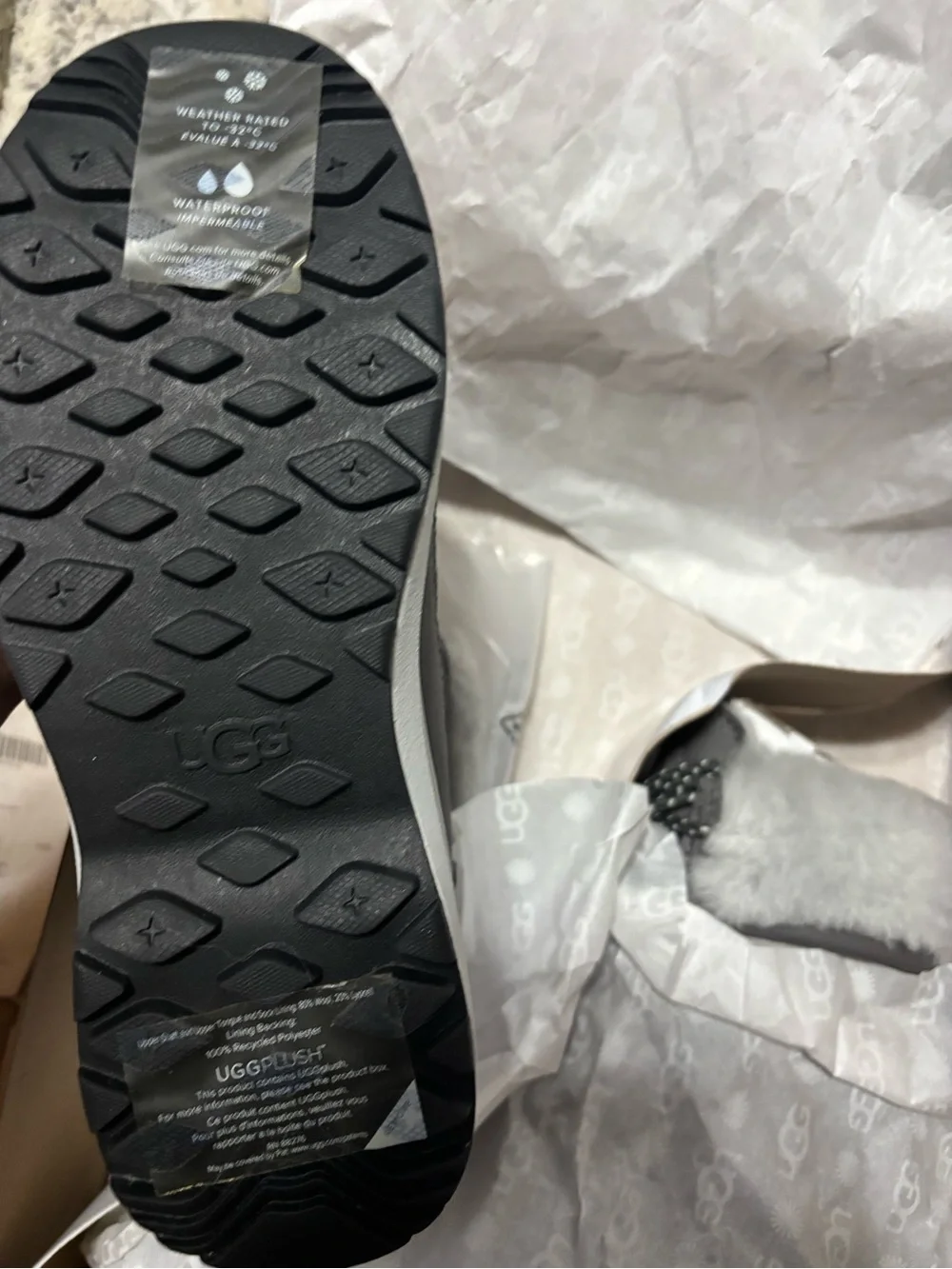 UGG Men's Gray Shearling-Trim Waterproof Snow Boot
